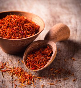 Saffron on wooden background