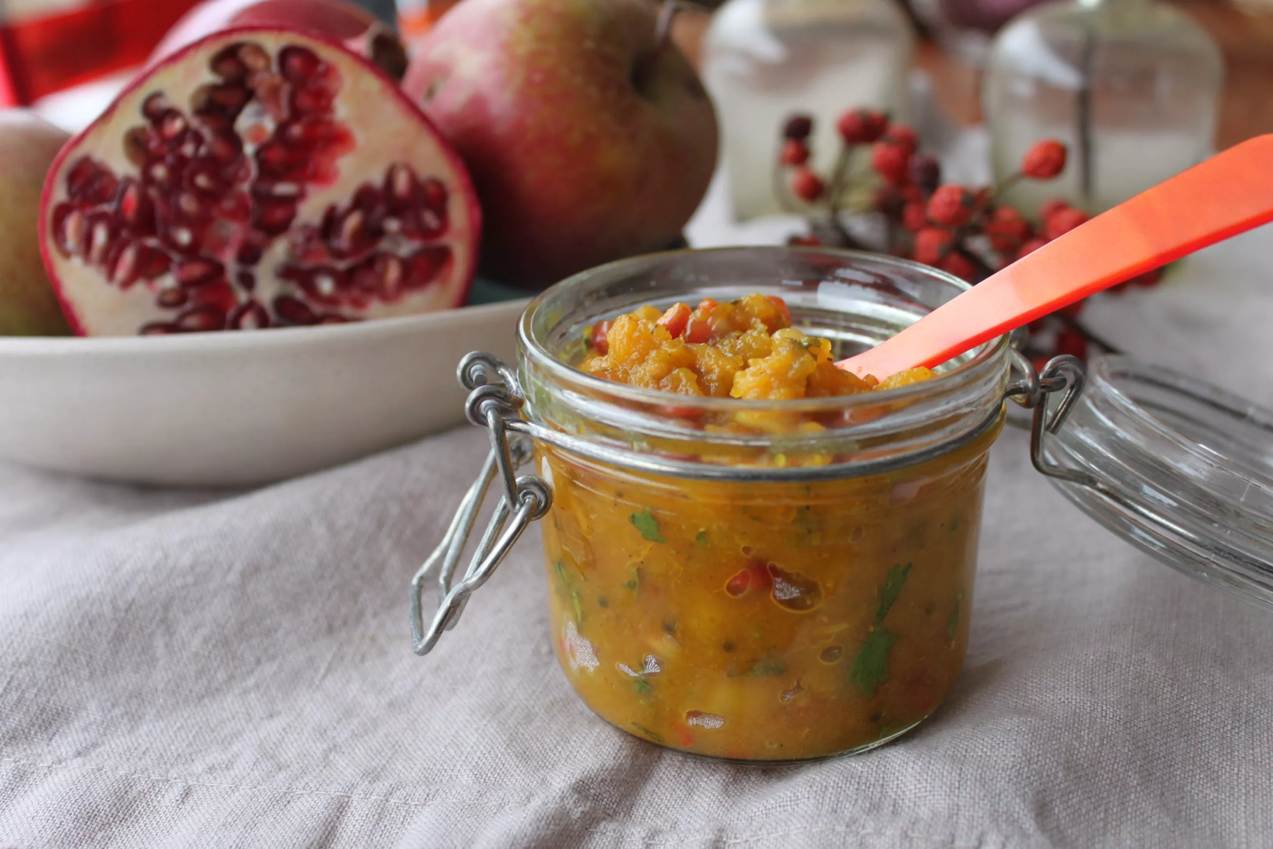 Apfel-Chutney mit Granatapfelkernen - Ayurfood